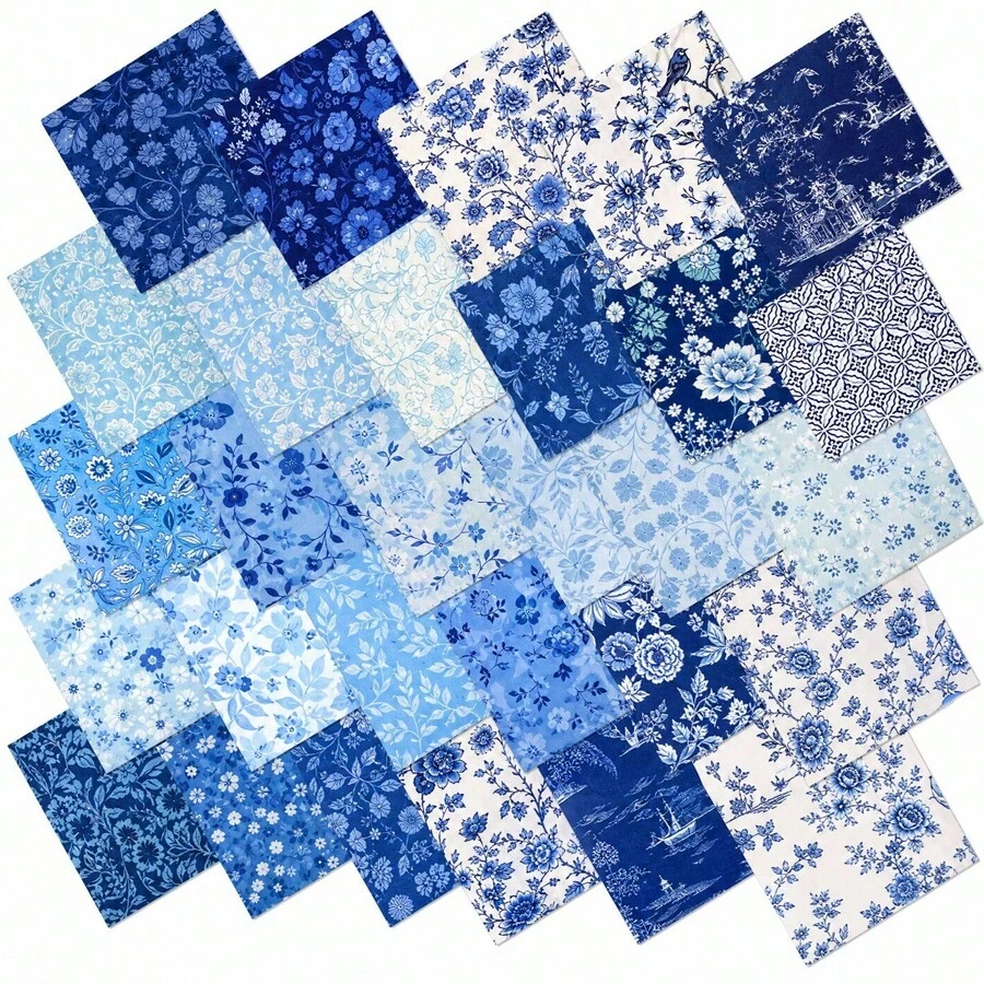 30pcs 25*25cm Hydrangea & Floral Print Fabric Set | Pre-Cut Quilt Squares, 30 Fashionable Floral Patterns, Suitable For Quilting, Patchwork, Sewing And DIY Crafts