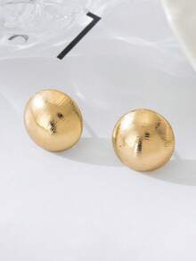 1 Pair Minimalist Brushed Hemisphere Stud Earrings Suitable For Women's Daily Wear - Half-sphere Stud Earrings - View 3