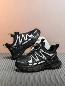 Spring & Autumn Rotary Quick Lock Kids Sneakers, Reflective Thick Sole Anti-Slip Boys Girls Fashion Chunky Running Shoes - Multicolor - View 4