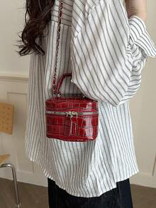 Lightweight Mini Chain Bag Quilted Handbag Bucket Bag Suitable For Girls, College Students And Office Workers - Burgundy - View 4