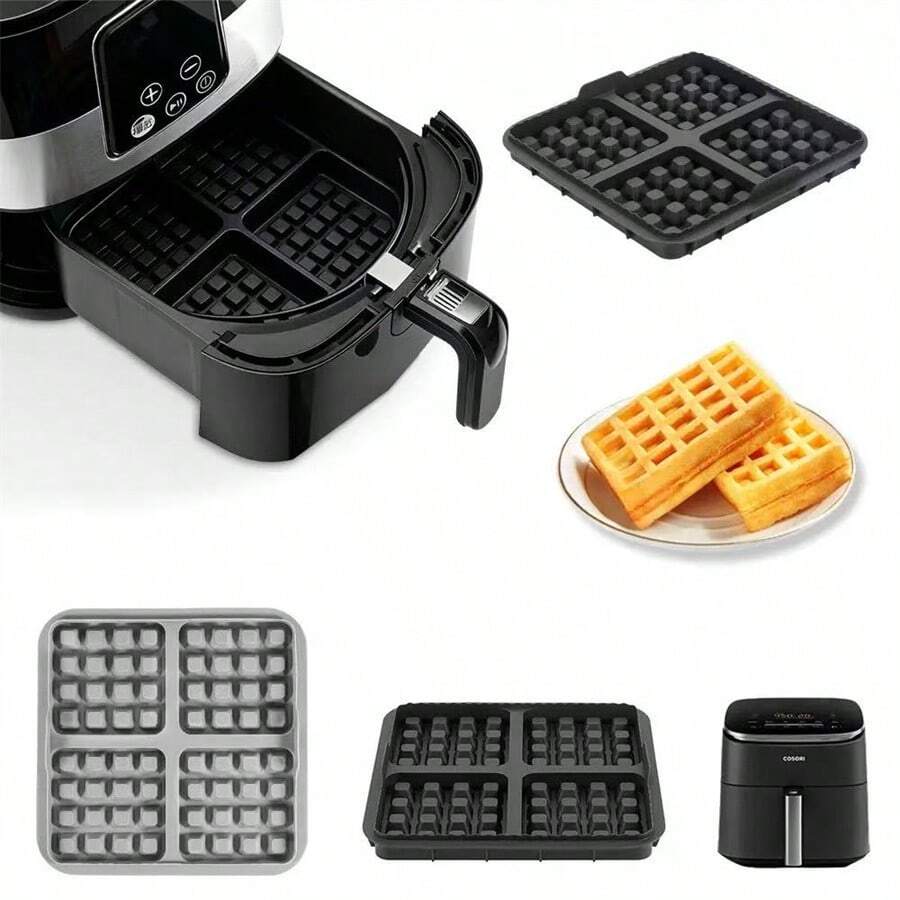 2‑Pack Silicone Waffle Molds, Non‑Stick Air Fryer Waffle Baking Mold, Heat‑Resistant Bakeware For Air Fryer & Oven, Kitchen Baking Accessories