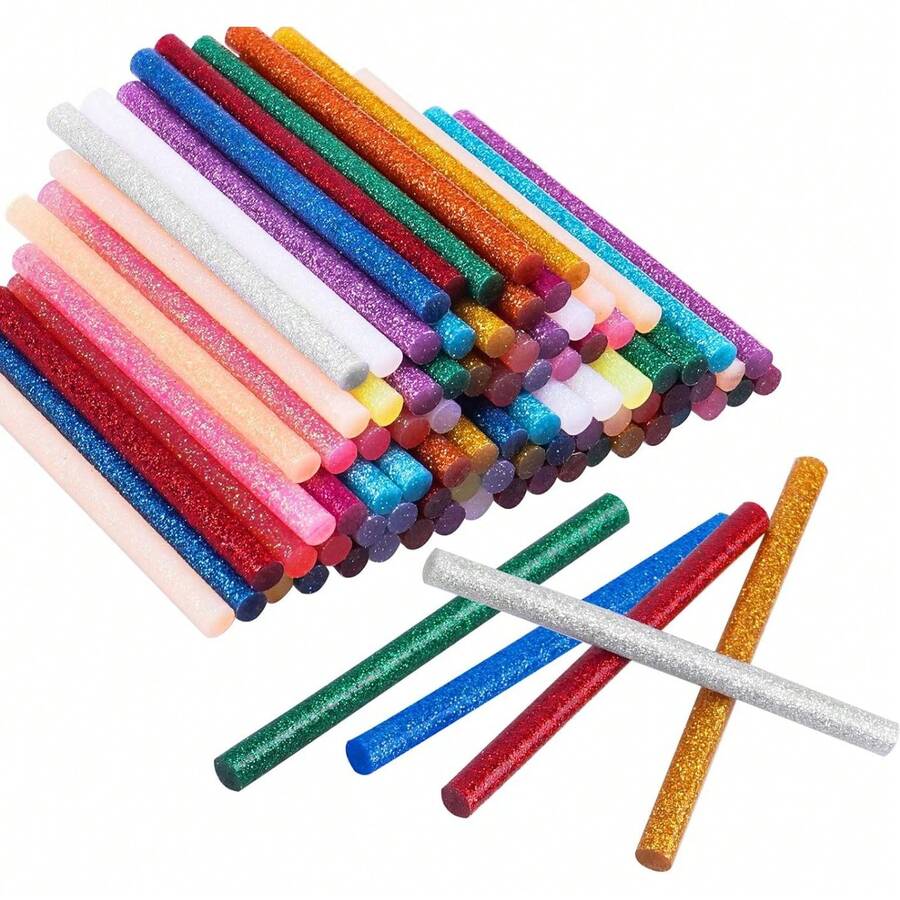 80 PCS Mini Glitter Hot Glue Sticks 14 Colored For DIY Art Craft,4 Inches - Mixed Colors - View 1