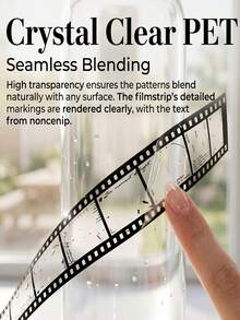 1 Roll Self-Adhesive PET Film And Paper Tape, Suitable For Scrapbooking, Collage, Crafts - Vintage Film Reel Design, 35cm Continuous Ring Roll, Suitable For Junk Journals, Diaries, Vintage Cassette Tape Decorative Stickers - Upgraded Version - View 3