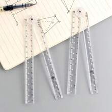 1pc Rotatable Folding Geometric Ruler, Transparent Plastic Multi‑Angle Drawing Ruler, Student Math Measuring Stationery Supplies - Color Style Randomized - View 5