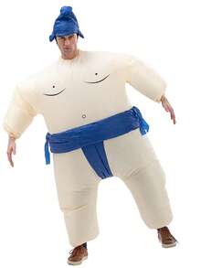 Halloween Christmas Party Sumo Inflatable Costume, Unisex Inflatable Costume, Holiday Personalized Outfit Inflatable Costume, Blower Included, Battery Not Included - Blue Size L, Suitable for Heights 1.5m-2m - View 14