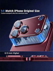 NNBILI Luxury Metal Frame Camera Lens Protector Compatible With IPhone 18 Pro Max/18 Pro/17 Pro/17 Pro Max, 9H Hardness Tempered Glass Anti-Fingerprint Anti-Scratch HD Clear Camera Lens Screen Protector,Burgundy - Burgundy - View 6