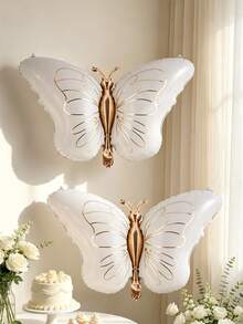 2/4pcs Large Bow Aluminum Foil Balloons, Suitable For Birthday Party, Baby Shower, Anniversary, Outdoor Party, Butterfly Theme, Gift Decoration - Multicolor - View 3