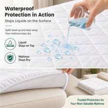 Deep Pocket Waterproof Mattress Protector, Full Size Luxury Mattress Cover, Stays In Place Non-Slip, Wrinkle-Free No Ironing - Khaki - View 3