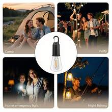 Lámpara LED portátil para camping, se puede colgar en cualquier lugar, recargable por USB-C, 3 modos de brillo, resistente al agua, adecuada para emergencias, tiendas de campaña, senderismo, cortes de energía y uso en exteriores (Negro 1PCS) (T02) - 1 - Ver 9