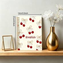 1PC A5 Cherry Design Hard Shell Spiral Notebook, University Standard Grid, Suitable For Office And Study Use, Is A Great Gift For Teachers And Students, Using High-Quality Paper, Is The Ideal Gift For Christmas. - Multicolor - View 3