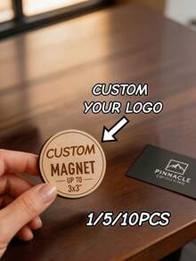 1/5/10Pcs Custom Logo Wooden Fridge Magnet - Personalized Laser Engraved Wood Magnet, Custom Shape Business Logo Magnet, Branded Giveaway For Small Business, Corporate Gifts, Events, Marketing, Promotions & More - Multicolor - View 6
