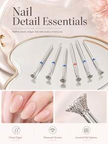 1 Set Diamond Nail Drill Bits, Coarse Grit Polishing Head, Used For Removing Excess Gel, Durable And Long-Lasting - One Size - View 3