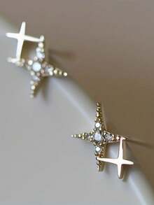 Fashionable Double Star Stud Earrings, Proposal Engagement Party Jewelry Gift - Multicolor - View 4