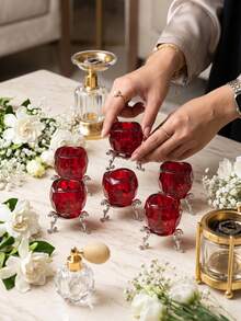 Candle Holder/Candelabra, Transparent Crystal Diamond Candle Holder Set With Polished Metal Base, Suitable For Home, Office And Party Decoration, Practical Round Display Base, Romantic Wedding Home Decor, Decorative Tabletop Accessory, Gift - Stylish Rose Design - View 10