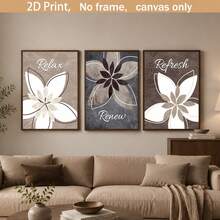 3-Piece Set Inspirational Floral Canvas Art - "Relax, Renew, Rebirth", Unframed Canvas Poster - Modern Minimalist Style, Suitable For Living Room, Bedroom, Home Office - Waterproof High-Quality Canvas, Canvas Wall Art - A - View 9