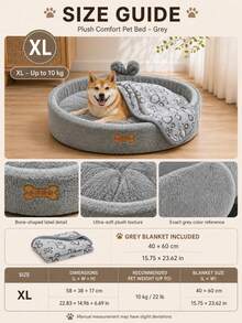 1pc Grey Floral Oval Pet Bed, Soft Thickened Washable Cushion With High Edges And Non-Slip Base, Indoor Sleeping Nest For Dogs, Cats, Puppies, Kittens And Small To Medium Pets, Comfortable Home Bedding, Suitable For Daily Rest, Christmas Gift For Pet Owners - Grey - View 12