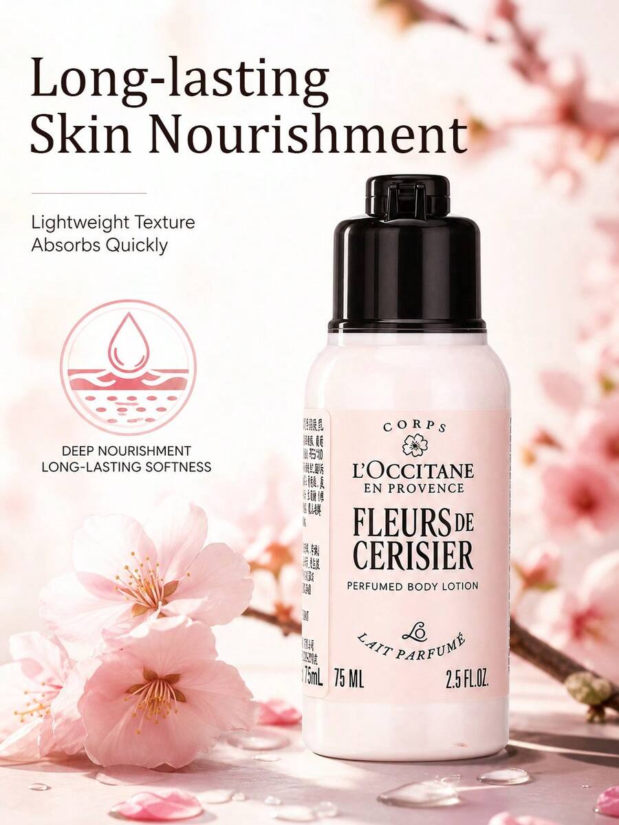 L'Occitane 櫻花身體乳液 75ml 旅行裝 保濕身體乳 長效留香 適合度假日常護膚禮物 - 甜蜜櫻花身體乳 75ml - 查看 1