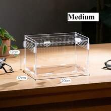 1pc Multi-Species High Transparency Acrylic Breeding Box, Minimalist Transparent Square Enclosure With Ventilation Holes And Snap-Lock Opening, Habitat And Breeding Box For Pet Snakes, Reptiles And Insects (Self-Assembly Required) - Clear - View 13