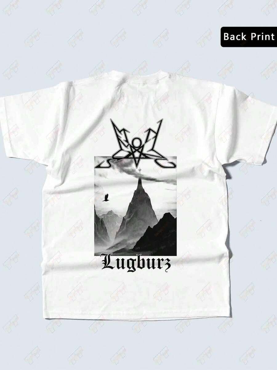 Summoning Lugburz White Metal Band Back Print 100% Tee T-Shirt - 白色 - 查看 1