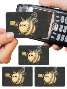 1pc Angel Bee Credit Card Sticker Privacy Protection Card Skin, Cute Holiday Gift PVC Material Anti-Fingerprint Anti-Scratch Wear-Resistant Card Cover, Suitable For Chip Cards, Bank Cards, Credit Cards, Transportation Cards, Student Campus Cards Personalized DIY - Multicolor - View 4