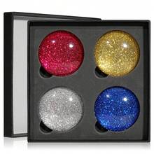 4Pcs Glitter Fridge Magnets Gift Box Set, Dreamy Ocean Starry Sky Round Refrigerator Magnets, Sparkling Shiny 4‑Color Decorative Magnets For Kitchen Home Cabinet Ornament, Holiday Present - 4 Pieces - View 6