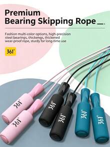 361degree 1pc Unisex Pink Adjustable Steel Wire Ball Bearing High‑Speed Smooth Rotation Tangle‑Free Durable Sporty Racing Speed Jump Rope For Cardio Fitness Gym Home Workout Speed Training - Multicolor - View 4