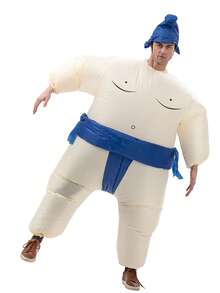 Halloween Christmas Party Sumo Inflatable Costume, Unisex Inflatable Costume, Holiday Personalized Outfit Inflatable Costume, Blower Included, Battery Not Included - Blue Size L, Suitable for Heights 1.5m-2m - View 11