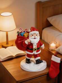 1pc Resin Santa Claus Figurine Carrying Gift Bag Cartoon Design Snow Base Christmas Decoration Desktop Decor Shelf Decor Dining Table Centerpiece Fireplace Mantel Decor Entryway Decor Living Room Decor Christmas Home Decor Gift - Santa Claus Storage Bag - View 5