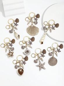 Hot-Selling New Handmade DIY Creative Marine Life Realistic Resin Shell & Conch Keychain, 1pc Cute Ocean Style Heart Shell & Conch Keychain Pendant, Women's Bag & Key Keychain Charm, Event Gift, Suitable For Daily Use, Gift For Best Friends - Multicolor - View 1