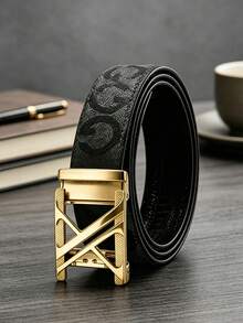 2/1pc New Men Automatic Buckle Belt, Stylish Versatile Waist Strap, Fashion Accessory For Business Formal, Office Work And Daily Jeans Casual Outfit. - Multicolor - View 1