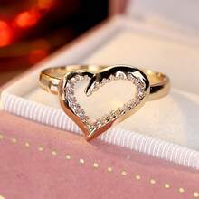 1pc Minimalist Fashion Heart-Shaped Design Cubic Zirconia Inlaid Women's Ring, Holiday Gift, Couple Gift Design - Multicolor - View 8
