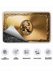 1pc Gold Ancient Roman Official Credit Card Sticker Privacy Protection Card Skin, Premium Holiday Gift PVC Material Anti-Fingerprint Anti-Scratch Wear-Resistant Card Sleeve, Suitable For Chip Cards, Bank Cards, Credit Cards, Transit Cards, Student Campus Cards Personalized DIY - Multicolor - View 3