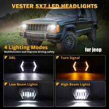 1Pc 12.7X17.78cm 17.78X15.24cm Rectangle LED Headlights Universal Hi-Lo Beam LED DRL Turn Signals For YJ 86-95 XJ 84-01 - A - View 3