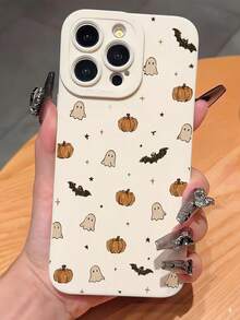 1pc Personalized Halloween Pumpkin Ghost Bat Pattern White Pupil Full Coverage Lens Anti-Drop Anti-Fingerprint Phone Case Compatible With IPhone 16/16Pro/16Plus/15/15ProMax/15Pro/11/12/13/14ProMax/11Pro/11ProMax/12Pro/12ProMax/13Pro/13ProMax/14Pro/14ProMax Soft Shell Premium Creative - Multicolor - View 2