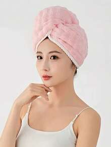 3pcs/Set Candy Striped Strong Absorbent Quick Dry Hair Cap, Soft Comfortable Home Use With Button, Solid Color Minimalist Design - Multicolor - View 5