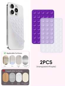 Double-Sided Silicone Suction Cup Phone Holder, Reusable Waterproof Non-Slip Phone & Tablet Suction Mount, Hands-Free Phone Stand, Suitable For Mirror, Glass, Tile, Self-Adhesive Phone Holder, For Makeup, Shower, Cooking, Video Recording - Multicolor - View 54