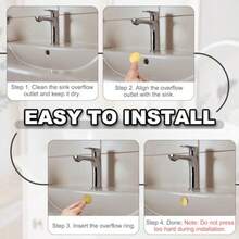 2Pcs Sink Overflow Ring, Universal Sink Overflow Drain Cover, Insert In Hole Double Layer Cap Round Caps For Bathroom Kitchen Basin Wash Basin - Brushed Gold - View 5