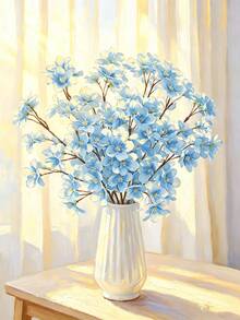 1/4/8 piezas Flor de cerezo artificial, planta artificial de flor de durazno de seda, adecuada para decoración de primavera, jardín DIY, mesa de comedor del hogar, decoración de fiesta, decoración de boda, regalo de cumpleaños, ceremonia de graduación, etc. - Celeste - Ver 2