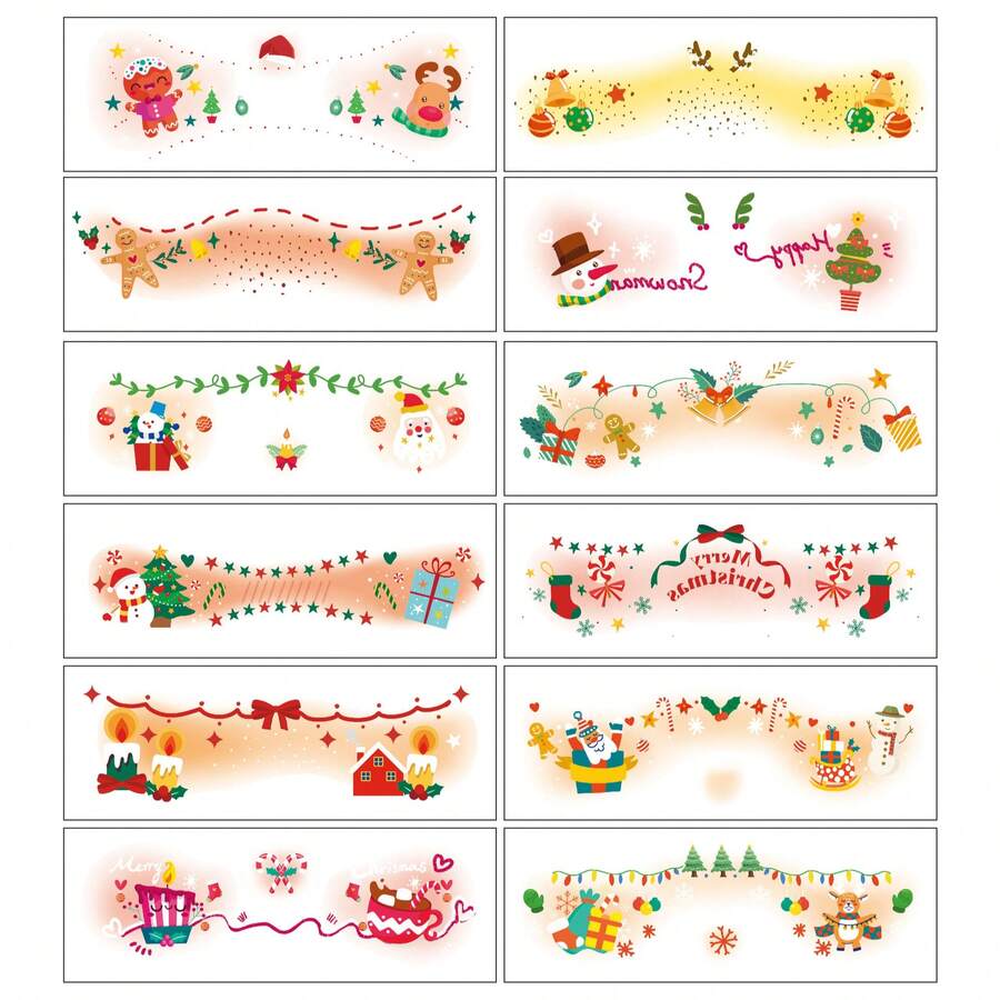The Grinch 12pcs The Christmas Cheek Blush Tattoo Stickers, Christmas Decoration, Perfect For Parties And Birthdays, Also An Ideal Choice For Holiday Decor And Photo Props - Multicolor - View 1