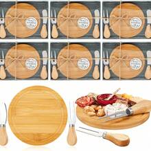 12 Sets Round Cheese Board Sets, Wooden Mini Cheese Boards With Gift Boxes, Perfect For Weddings, Housewarmings, Birthdays, Baby Showers, And Holiday Party,Guests Wedding Gifts - 彩色 - 查看 6
