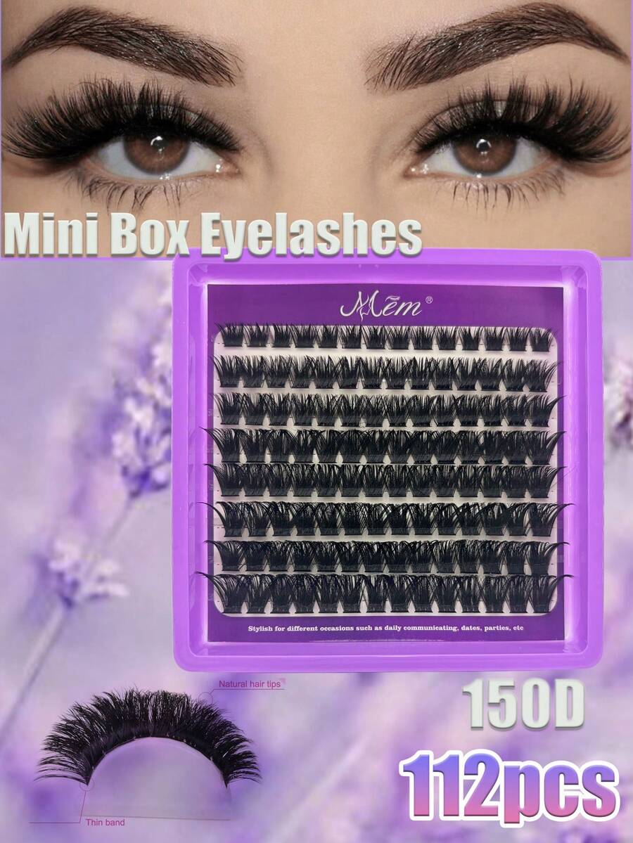 112pcs D-Curl Single Lash Extensions, Long-Lasting, Lightweight & Long, Suitable For Home DIY Beginners, Portable Travel Pack, Soft & Voluminous, Mixed Design, Enhances Eyes, Easy To Use, Perfect For Stage/Daily/Cosplay/Photography/DIY Eye Makeup