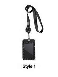 Shiny ID Card Holder With Lanyard, ID Card Storage Box, Anti-Loss Lanyard, Student ID Card Holder, Self-Service Restaurant Card Holder, Sliding Cover, Dual Card Slot, Small Card Slot, Bus Card Holder, Non-Inductive, Bank Card Holder, Subway Card Storage, Adjustable Portable ID Card Holder Decorative Keychain, Suitable For Office Workers And Students, Perfect Gift, Back To School Gift, Couple Card Holder, Bank Card Holder, Travel Essential, Back To School, Commute, Business Trip, Vacation - Multicolor - View 13