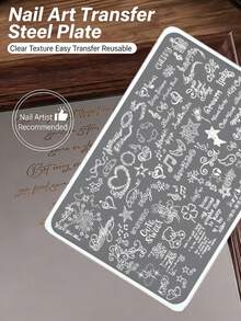 1pc New Nail Art Stamping Plate, Music Symbol Floral Vine Pattern Music Notation Nail Design Template, Easy To Use Reusable DIY Nail Transfer Tool, Suitable For Women Girls, Music Theme Nail Art Supplies, Applicable For Acrylic Gel Nail Tips - Multicolor - View 1