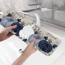 1pc Thanksgiving Pumpkin Pattern Design Rubber Faucet Splash Guard Mat, Bathroom Faucet Anti-Splash Pad, Mud Guard, Moisture-Proof Anti-Slip Faucet Mat, Kitchen Countertop Accessory. Protect Your Kitchen Countertop. - Multicolor - View 10