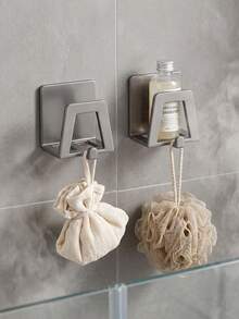 2pcs Stainless Steel Wall Hooks, Easy Installation, Multi-Functional Storage, Suitable For Kitchen, Bedroom And Bathroom. Modern Practical Hooks With Strong Adhesive Backing. - Multiple Styles and Colors - View 2