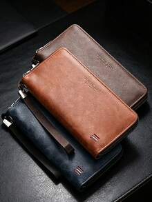 4/1pc Men's Carbon Fiber PU Pop‑Up Wallet, Zipper Coin Pocket Trifold Purse, Multi‑Card Slots Slim Purse For Business Daily Use - Multicolor - View 4