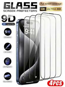 4片裝超清晰鋼化玻璃螢幕保護貼，附絲印黑色邊框，相容 iPhone 18 Pro Max/18 Pro/17 Pro Max/17 Pro/17 Air/17 E/17/16 Pro Max/16 Pro/16 Plus/16/15/14/13/12/11，超清晰顯示，相容手機殼，防指紋防油，觸控順滑靈敏，防摔防刮，日常通勤必備手機配件 - 無色 - 查看 42