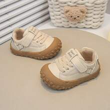 1 Pair Cute Paw Print Baby Hook-And-Loop Sneakers, Anti-Collision Big Toe Soft Surface Children's Work Shoes, Fashionable Adorable Embroidered Pattern, Thick Tooth Anti-Slip Sole, Versatile Casual Shoes For Infant And Toddler Daily Outings - Beige - View 3