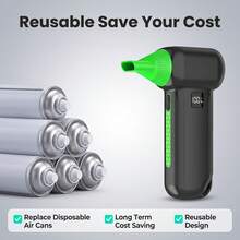 Snow Blower & Brushless Turbo Air Duster, 9000000RPH, 79m/S Wind Speed, 3-Gear LCD Display, High-Brightness Focused LED, Dual 4000mAh Batteries, 15-105 Minutes Runtime, 3-Hour Type-C Charging, Suitable For BBQ, Car, Computer And Home Cleaning Complete Tool Set - Green - View 6
