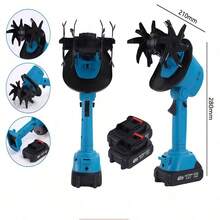Mini Cultivador Elétrico Sem Fio 48V com Enxada Rotativa e 2 Baterias Recarregáveis - Qiu Presentes - azul - Visão 3
